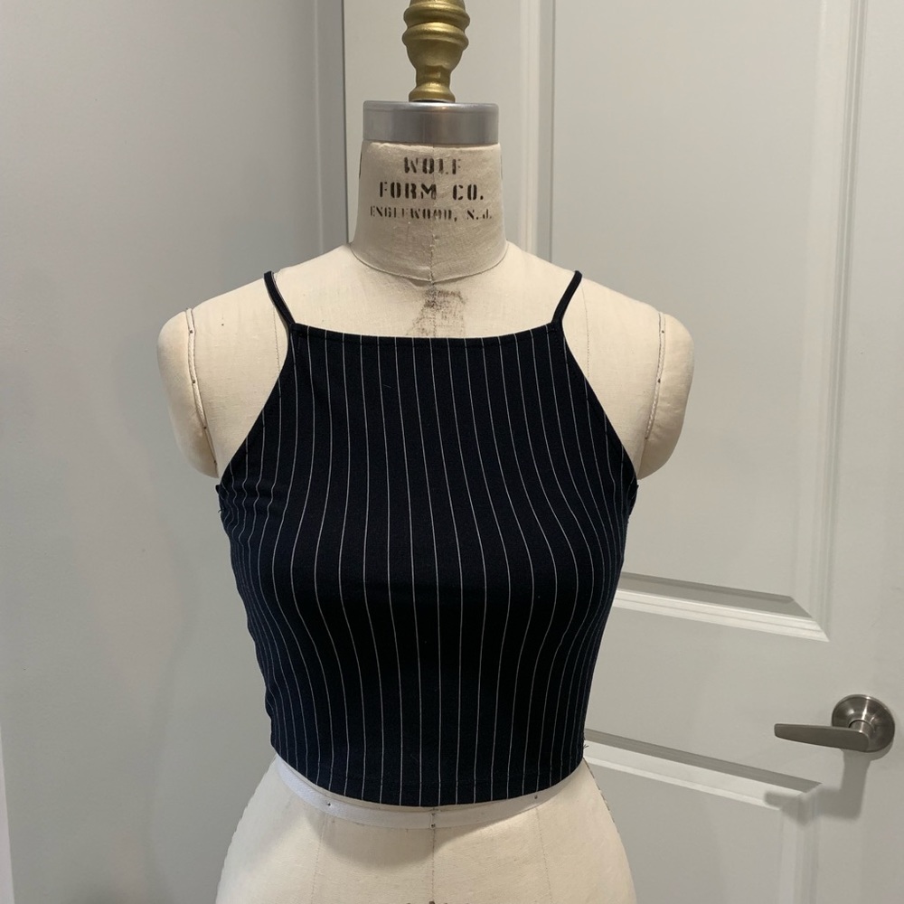Zara Pinstripe Cropped Tank SMALL